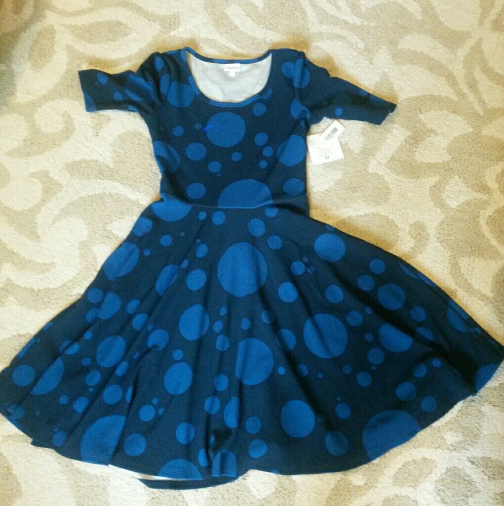 LulaRoe Nicole Dress Blue Medium